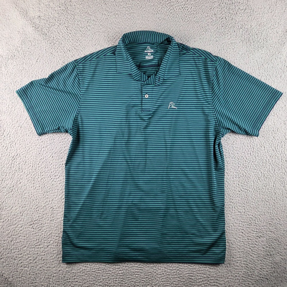 Rhoback Polo Shirt Mens Extra Large Green Striped Golf Performance Stretch